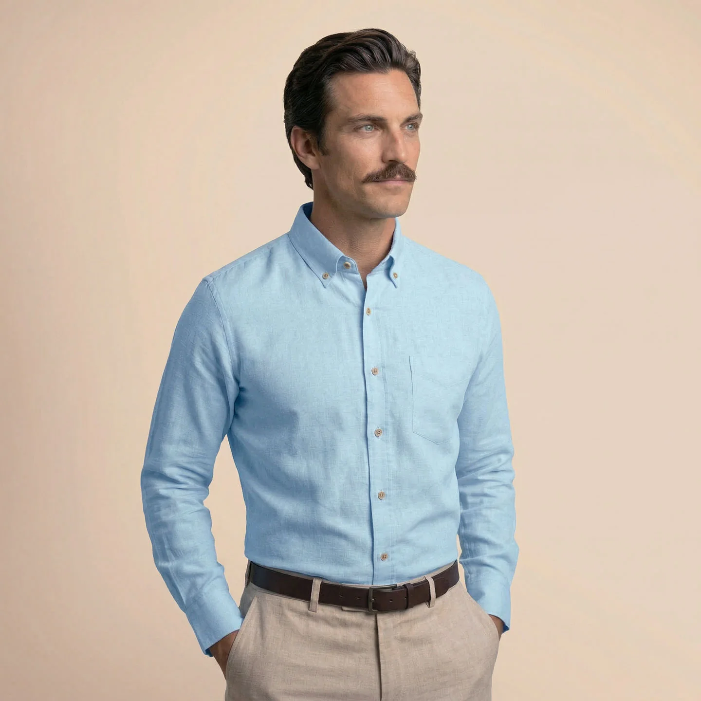 Breeze Linen Full Sleeves Shirt In Baby Blue - Image 3