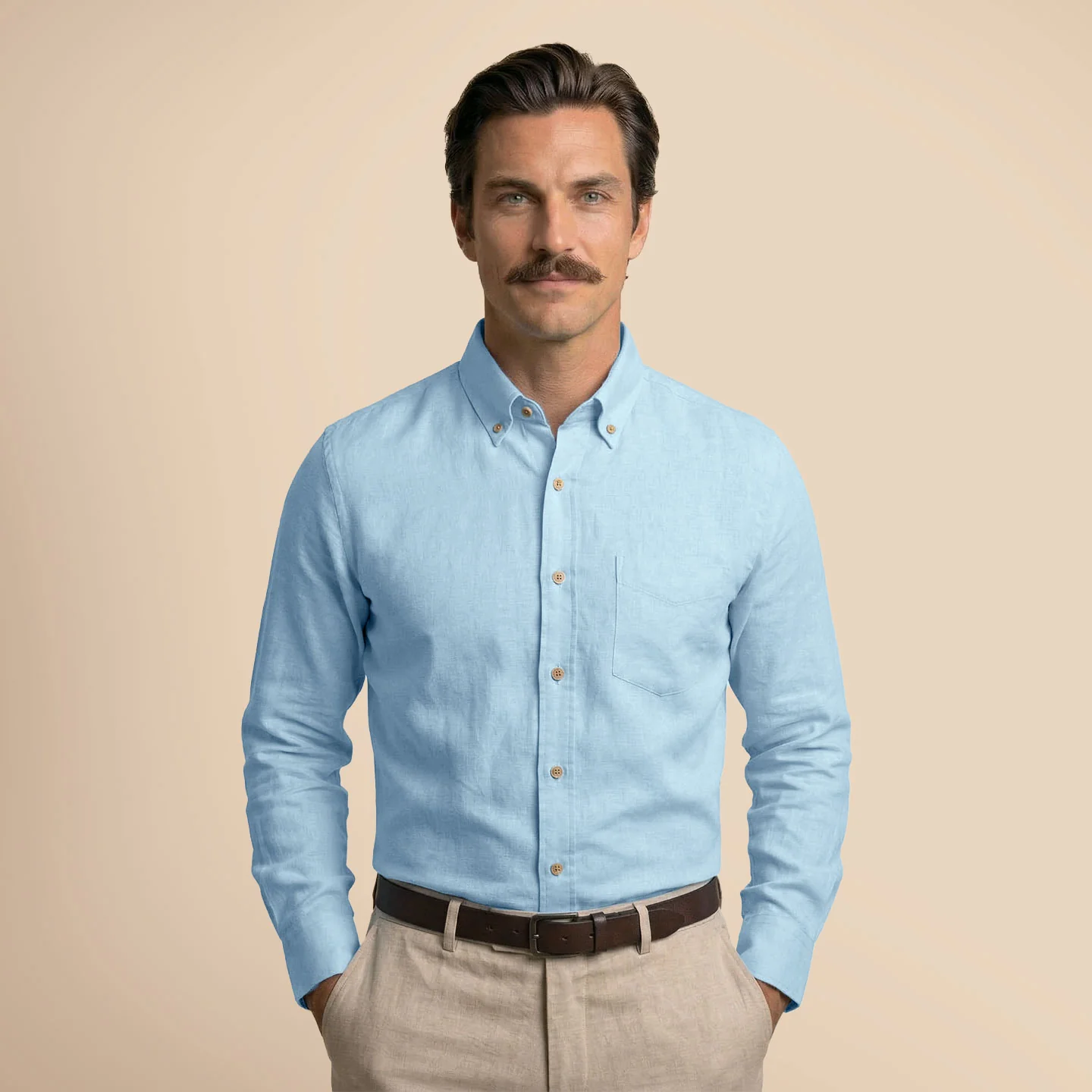 Breeze Linen Full Sleeves Shirt In Baby Blue - Image 6