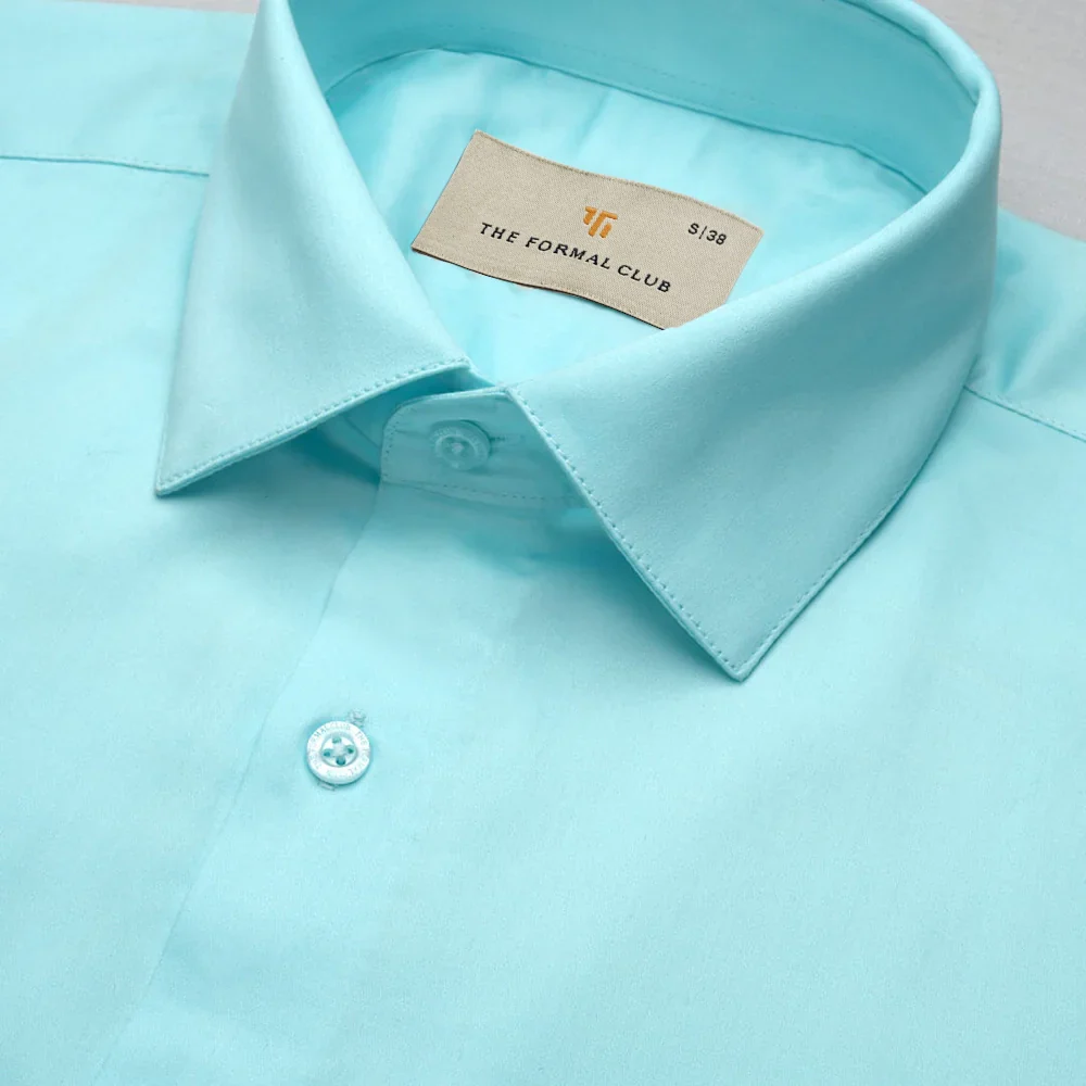 Cambridge Giza Cotton Shirt In Fresh Aqua - Image 3