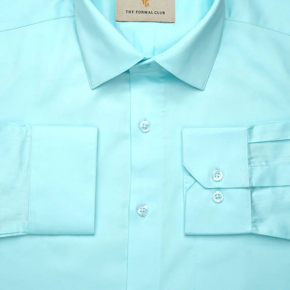 Cambridge Giza Cotton Shirt In Fresh Aqua - Image 4