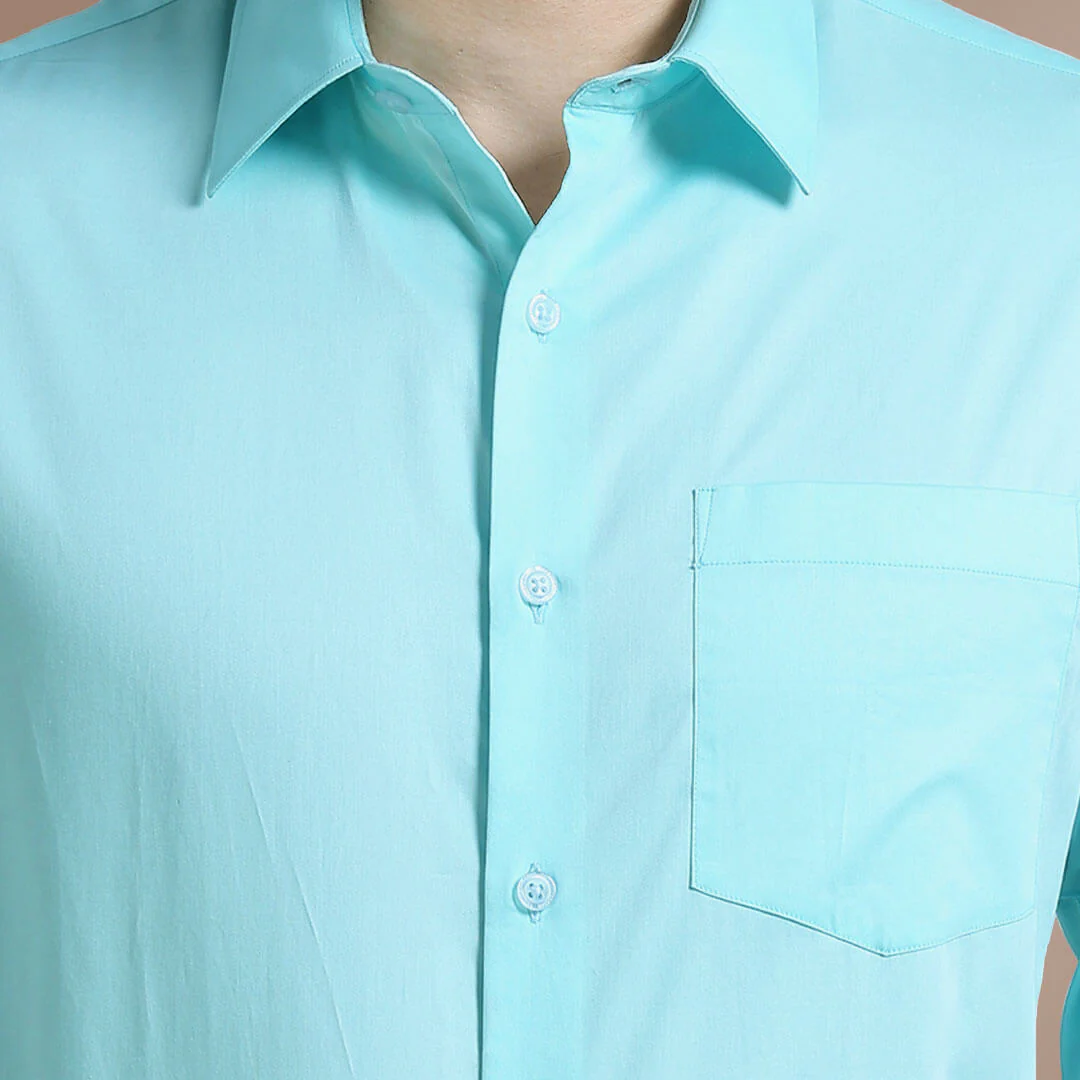 Cambridge Giza Cotton Shirt In Fresh Aqua - Image 5