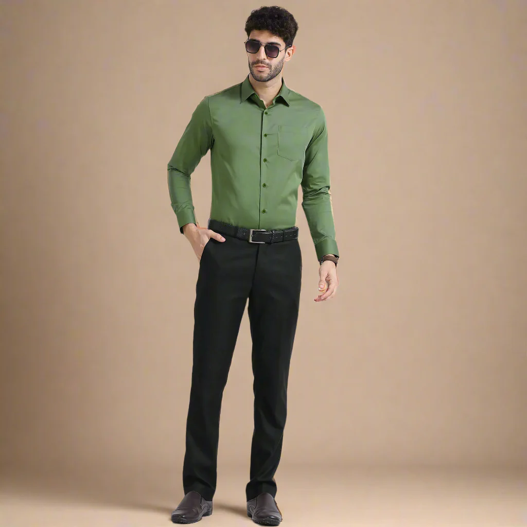 Cambridge Giza Cotton Shirt In Grass Green - Image 10
