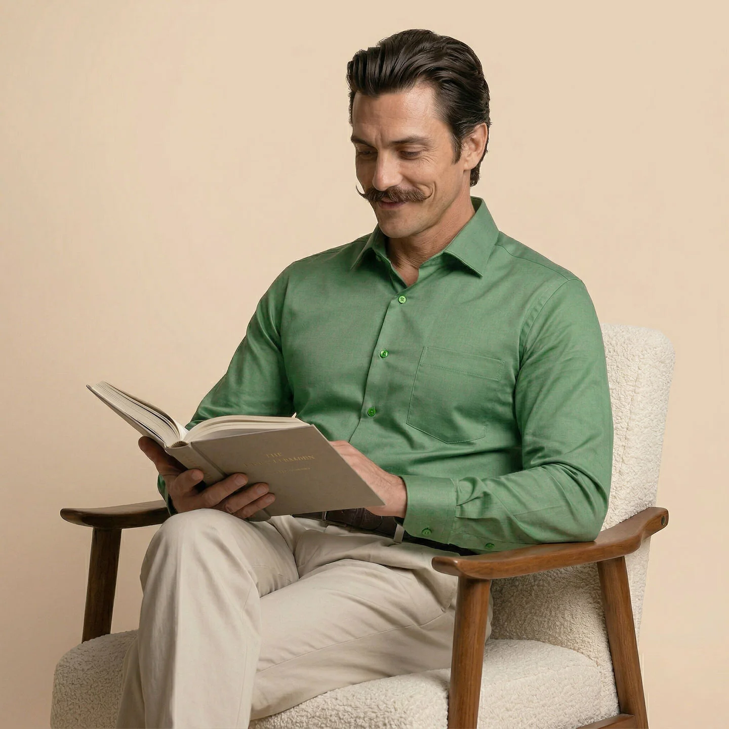 Cambridge Giza Cotton Shirt In Grass Green - Image 12
