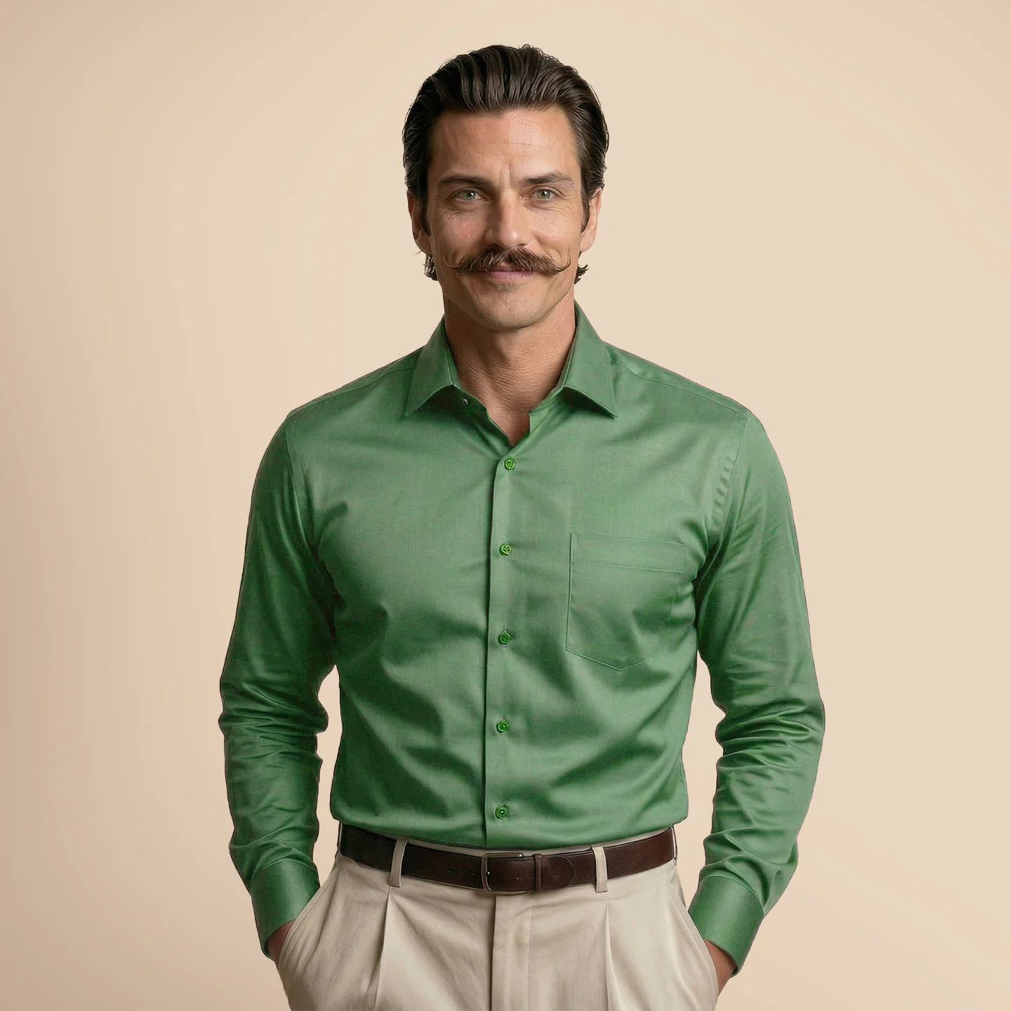 Cambridge Giza Cotton Shirt In Grass Green - Image 13