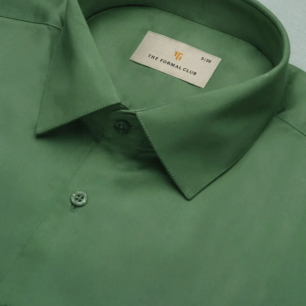Cambridge Giza Cotton Shirt In Grass Green - Image 4