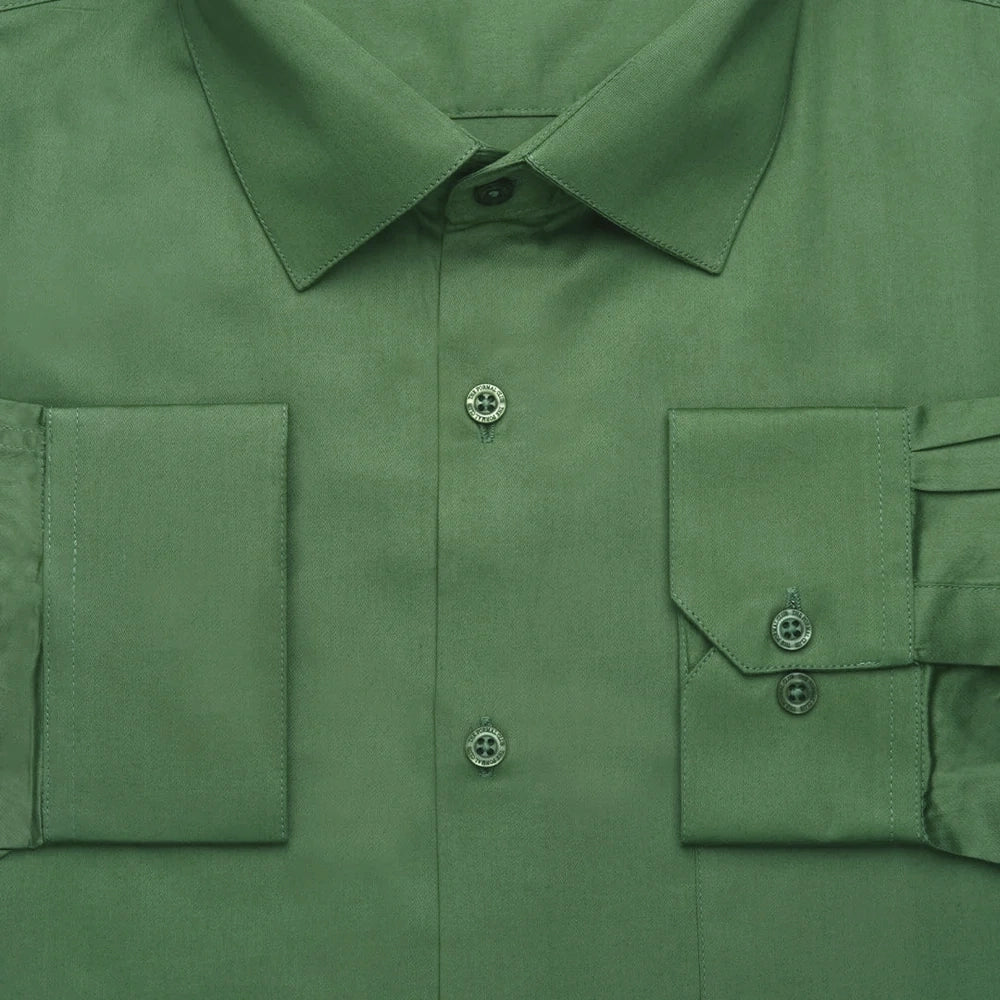 Cambridge Giza Cotton Shirt In Grass Green - Image 9