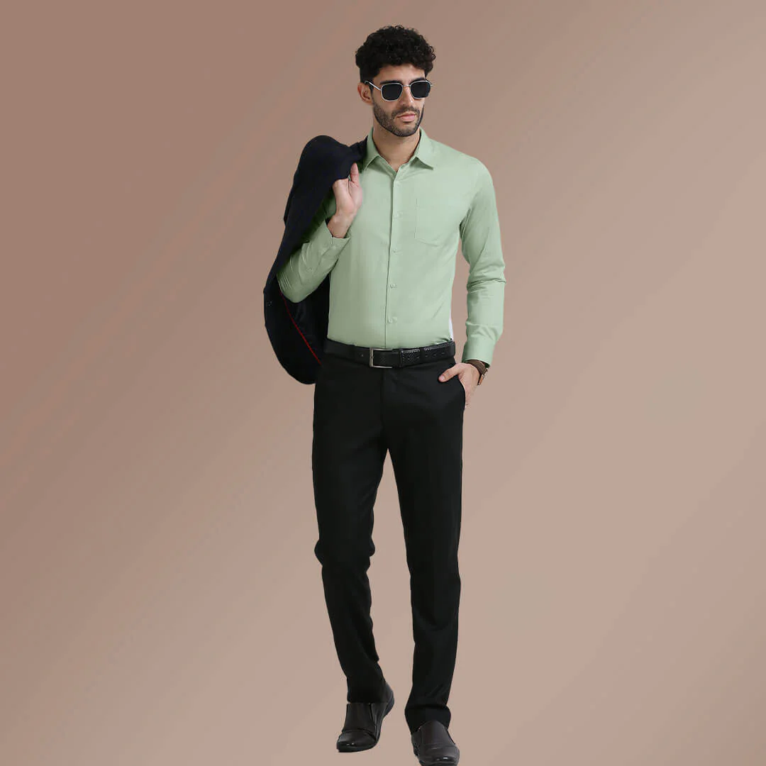 Cambridge Giza Cotton Shirt In Moss Green - Image 7