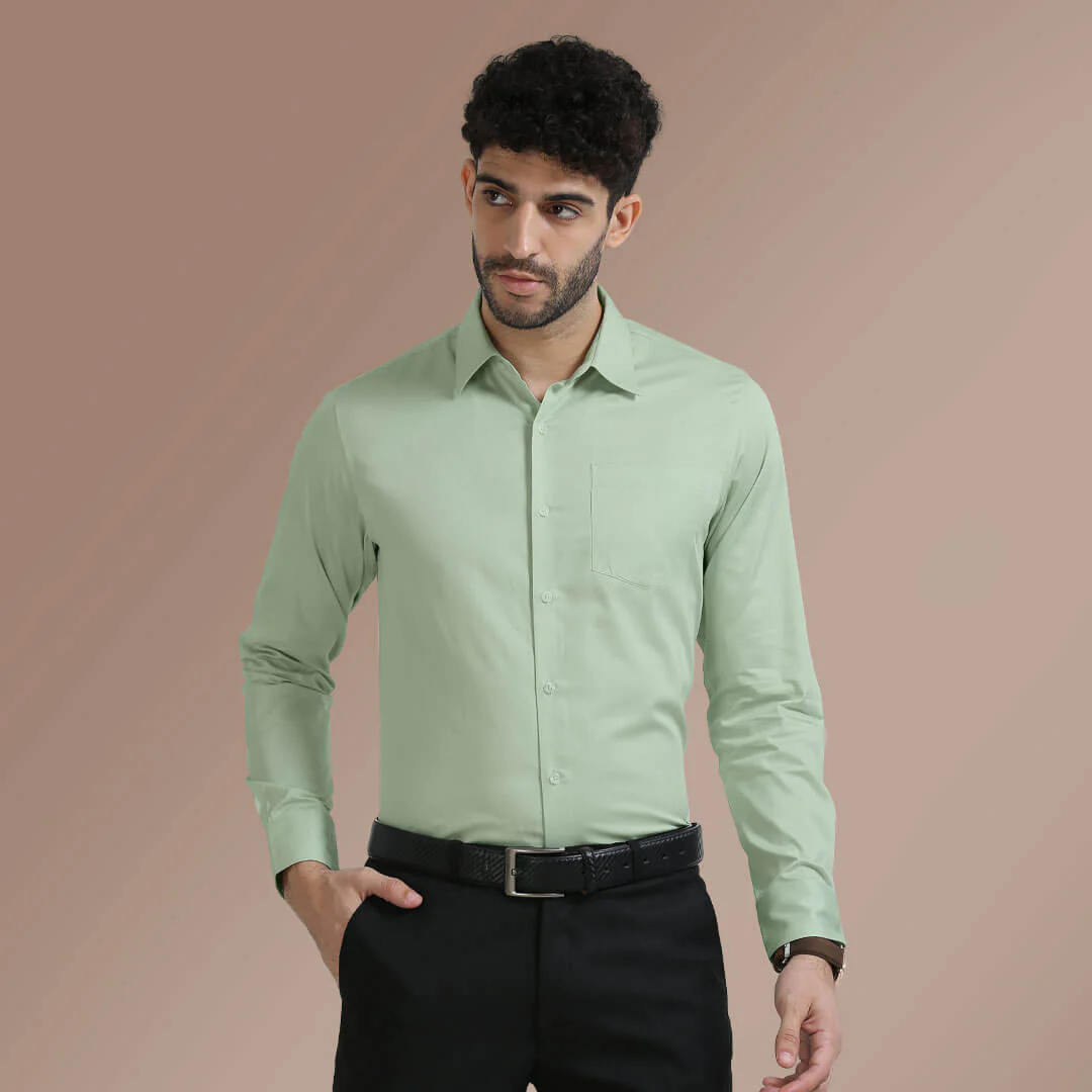 Cambridge Giza Cotton Shirt In Moss Green - Image 8
