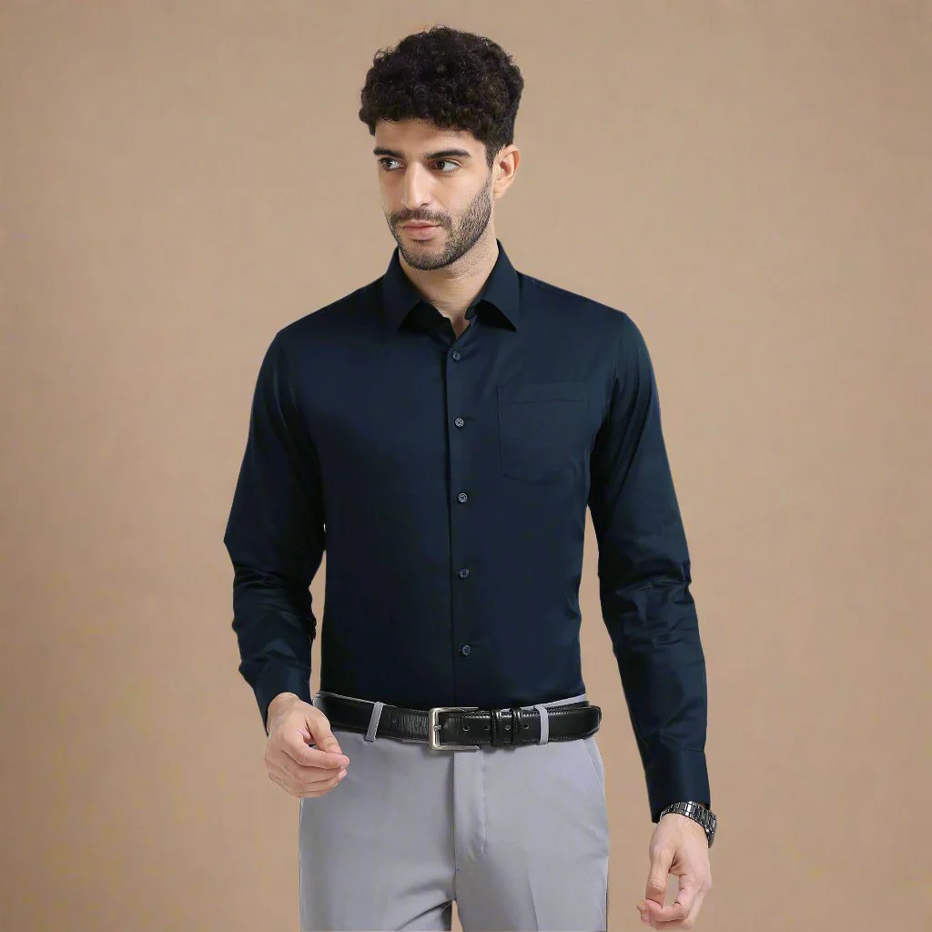 Cambridge Giza Cotton Shirt In Saphire - Image 9