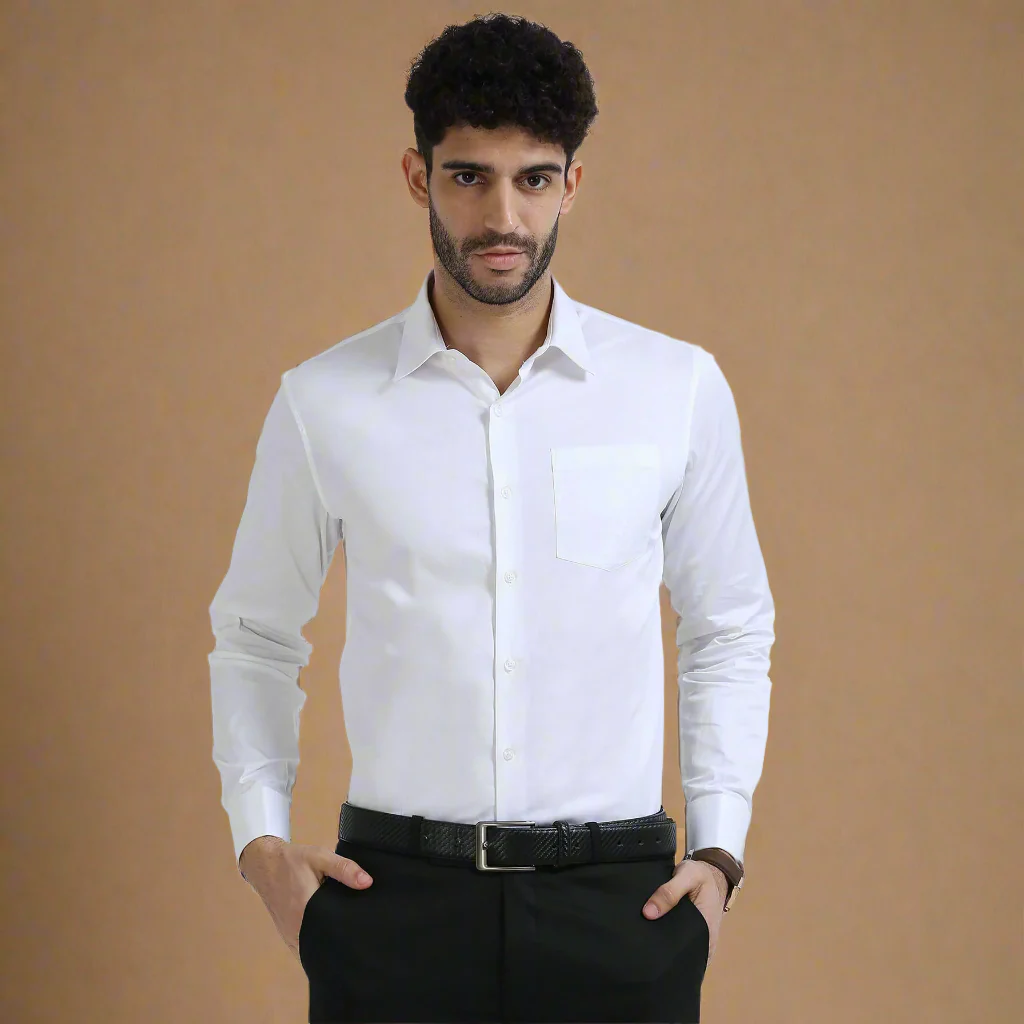 Cambridge Giza Cotton Shirt In Snow - Image 8
