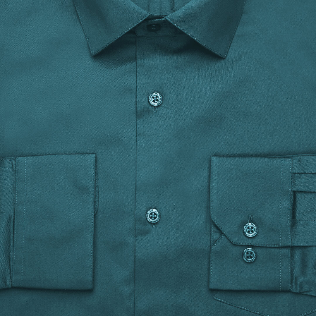 Cambridge Giza Cotton Shirt In Teal - Image 5
