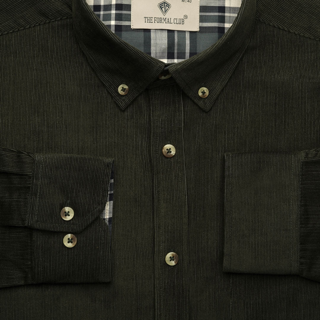 Cruise Corduroy Shirt In Pine Green - Image 4
