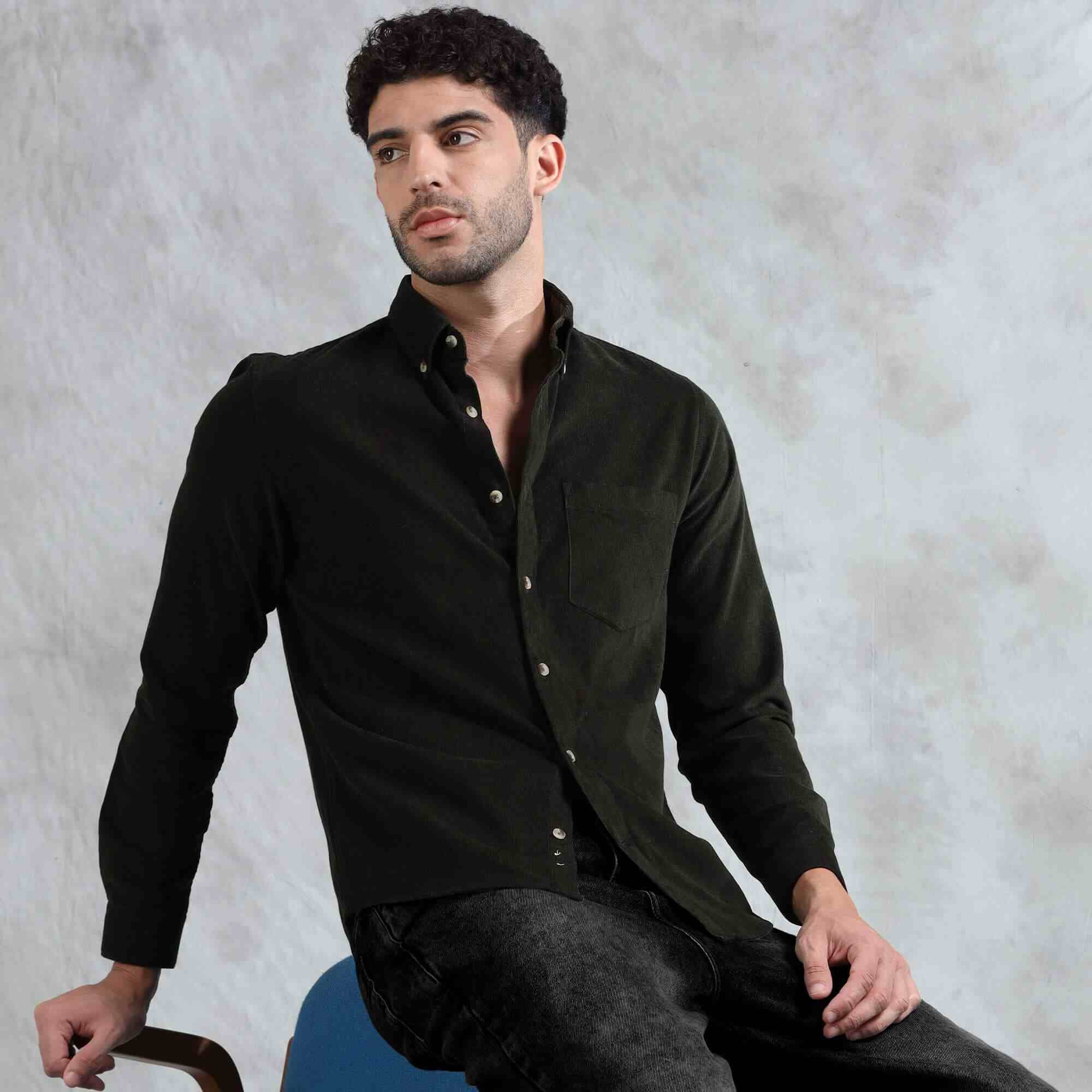 Cruise Corduroy Shirt In Pine Green - Image 6