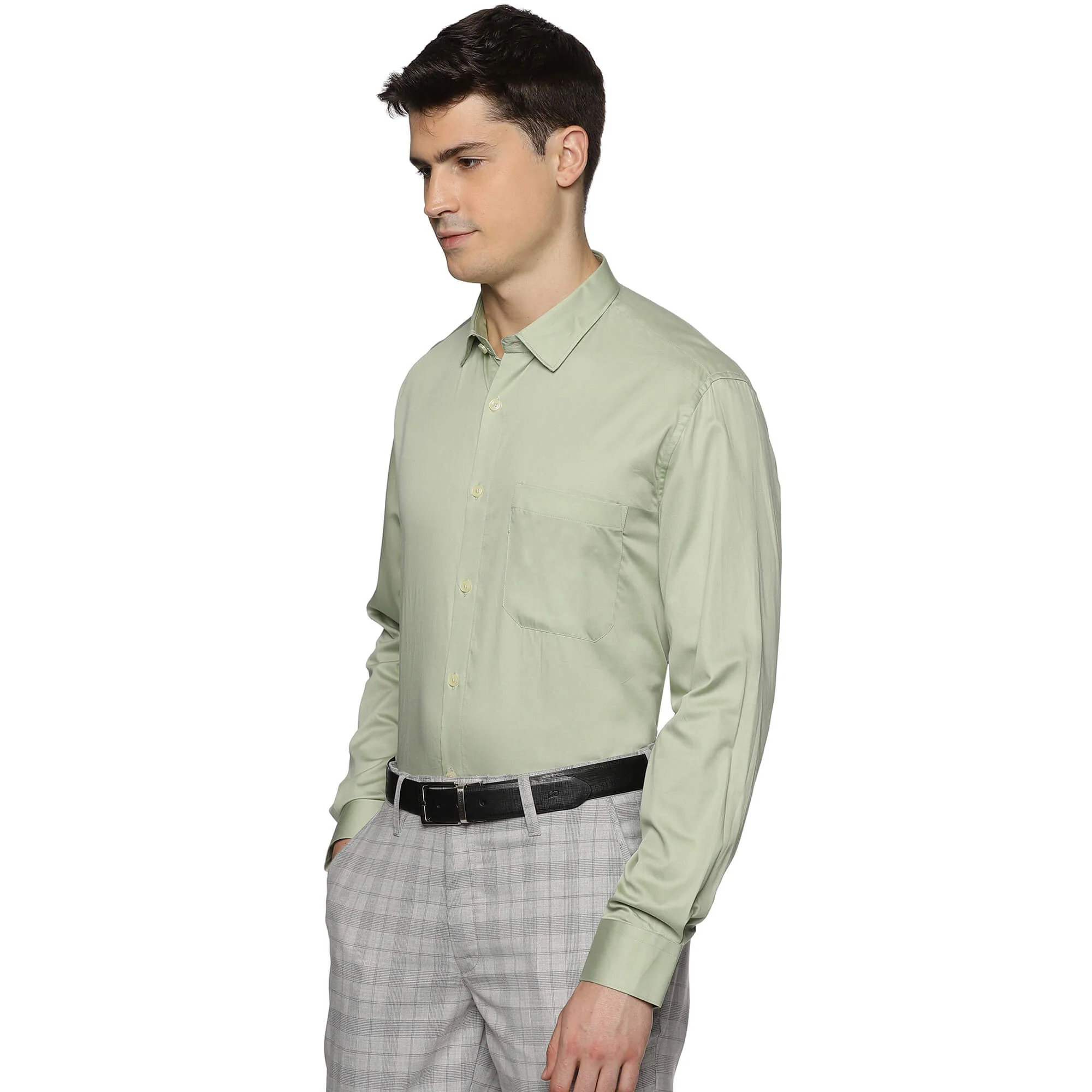 Swiss Finish Giza Cotton Shirt In Light Green - Image 3